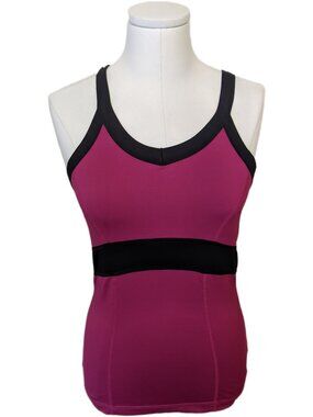 Womens Magenta Pink Black Performance Tank Top Athletics Active Wear Yoga Gym S